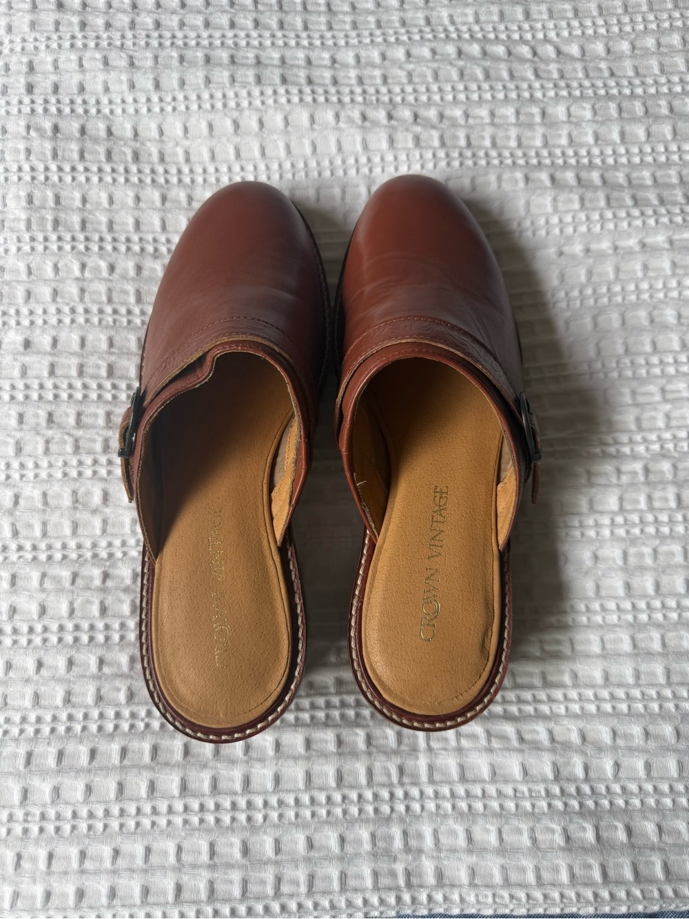 Women’s Brown Leather Slip-On Clog
